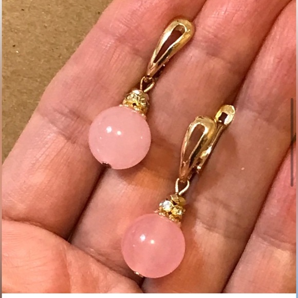 NWT AtriaMinerals rose jade earrings - Picture 2 of 2